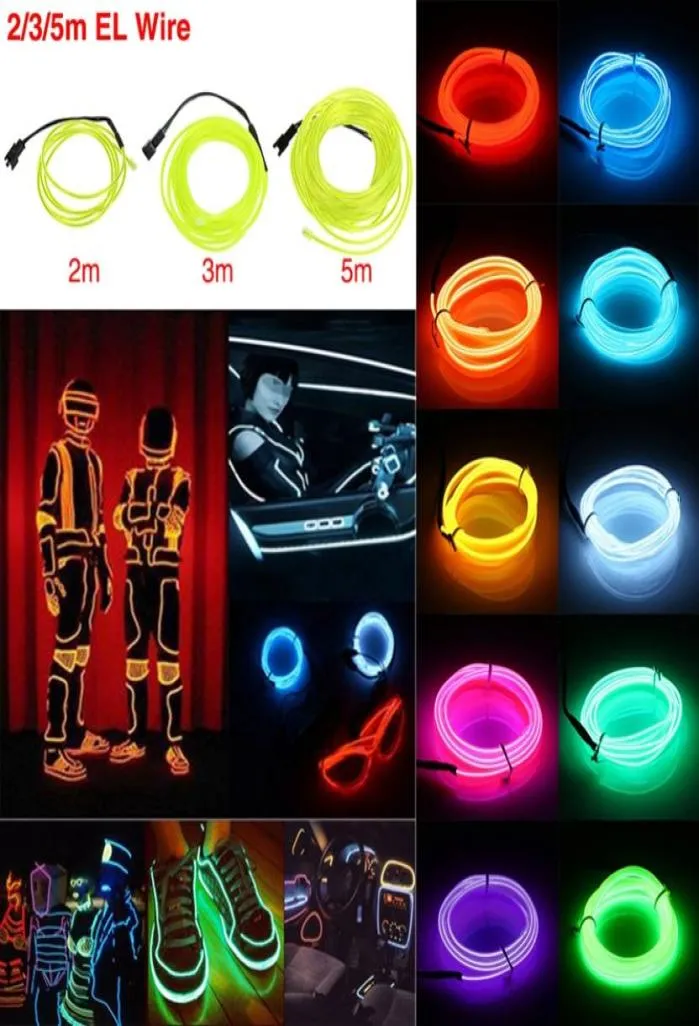 Edison2011 1235M brillant néon Led lumières EL fil chaîne bande corde Tube voiture danse fête ligne décorative câble Light6355115