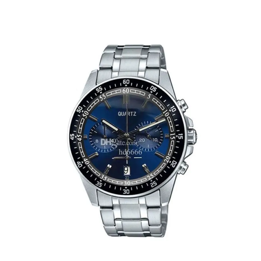 Reloj para hombre Cronógrafo Movimiento de cuarzo Relojes Dial azul Relojes de pulsera casuales de negocios Orologi di lusso Reloj masculino Reloj deportivo WATC202O