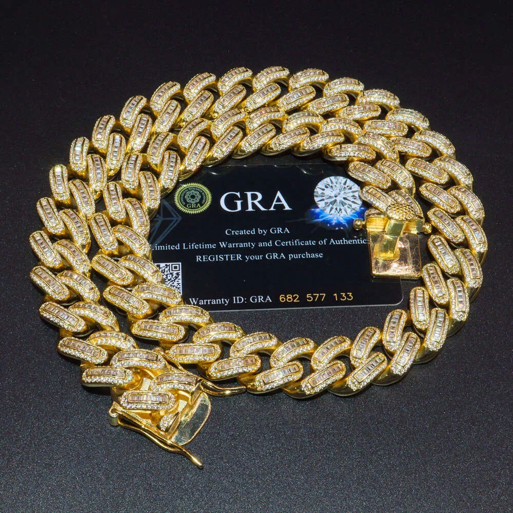 Hot Koop 18mm Custom S925 Hip Hop Sieraden Iced Out Ketting Gouden Plaat Vvs Moissanite Armband Cubaanse Link Chain