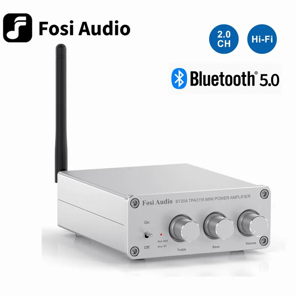 Hoparlörler Fosi Audio BT20A Bluetooth 5.0 Alıcı Amplifikatör Ses Dijital Güç Amplifikatörü 2*100W MINI HIFI Sınıf D Ev Hoparlör