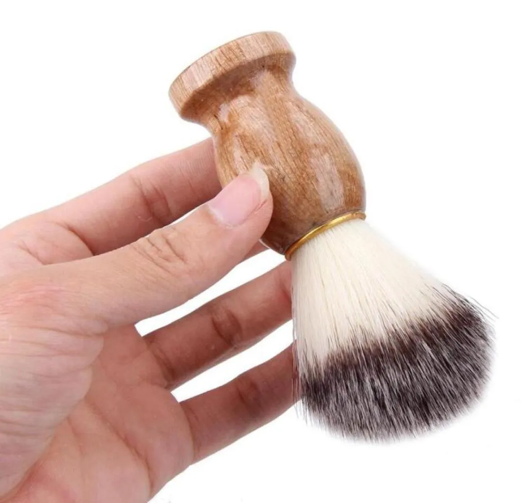 Män rakar borst Badger Hair Barber Salon Ansiktsskägg Rengöringsapparat Rakning Rengörare Tool Razor Brush Wood Handle 2458881