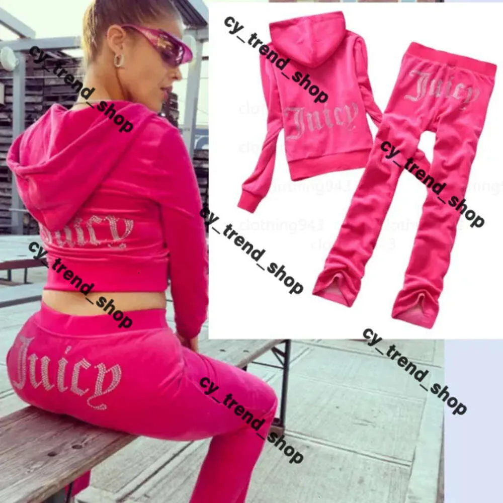 Juicy Coutoure Tracksuit Women's Two Piece Pants 2024 Winter Tracksuit Juice Tracksuit Suit Women Velvet Juicy Sweatshirt Pants With Diamonds Juciy Track Suit 232