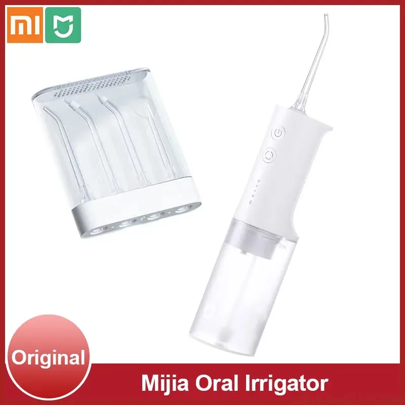 Whitening Xiaomi Mijia Electric Oral Irrigator Dental Water Flosser Bucal Tooth Cleaner Cavity Flusher Oral 200ml with 4 Kind Nozzles