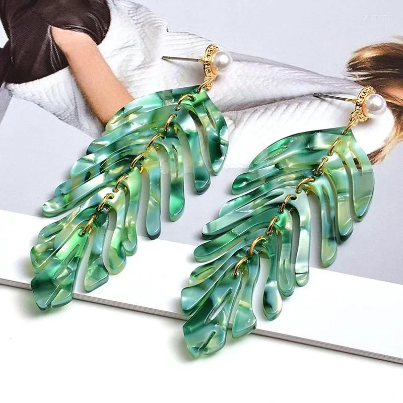 Brincos pendurados declaração acrílico longo tendência da moda em forma de folha brinco de gota acessórios de joias finas para mulheres atacado