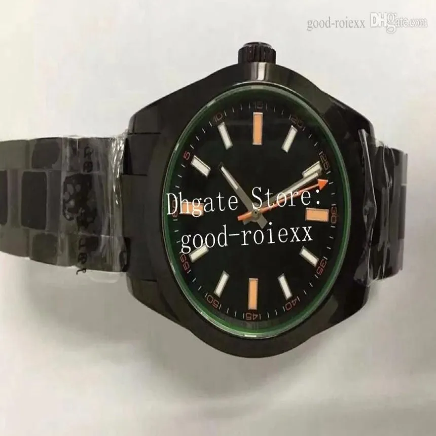 Orologi luminosi da uomo Orologio da uomo in cristallo verde Bp Automatico 2813 Movimento Air Sapphire King Nero Rivestimento DLC Pvd B227e