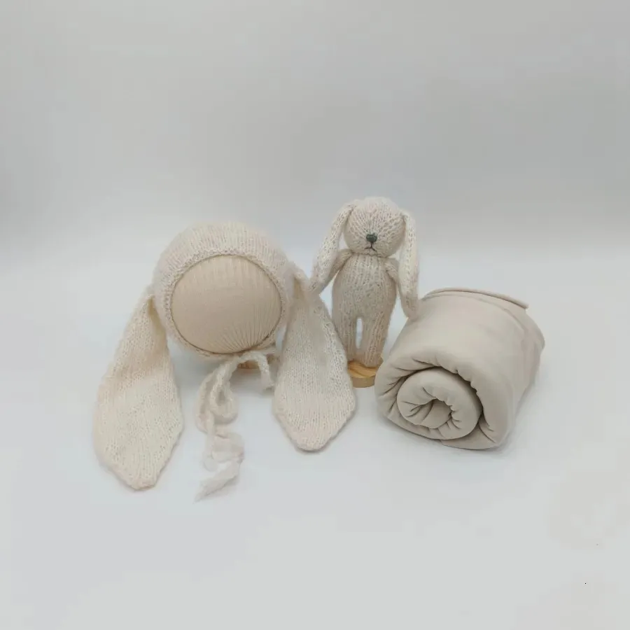 Born Pography Props Dolls Set Hand Sticked Animals Bunny Bear Sets Baby Po Studio Accessories 240226