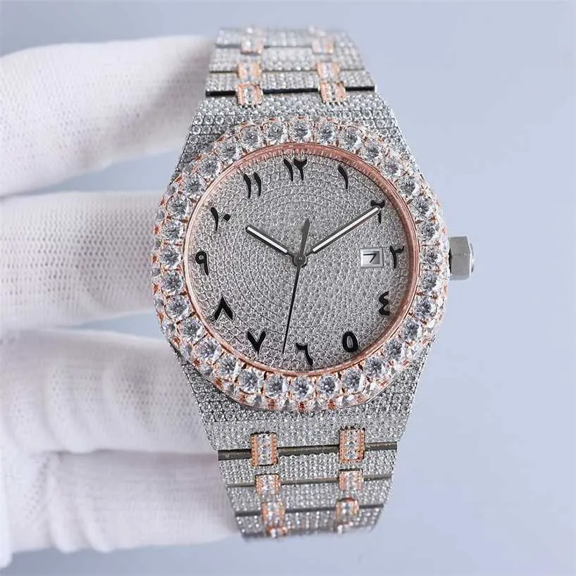 28% OFF relógio relógio artesanal diamantes masculino automático mecânico 42 mm com aço cravejado de diamantes 904L safira feminino relógio de pulso de negócios Montre de Luxe