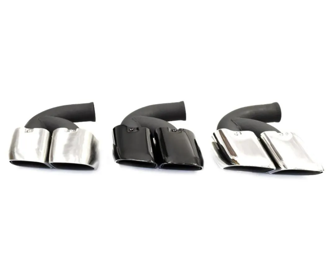 Paar Titanium Zwart Rvs Uitlaatdemper Tailtip Pijp Voor Porsche Cayenne 2011-2014 Turbo Stijl Dubbele Vierkante Tips8140130