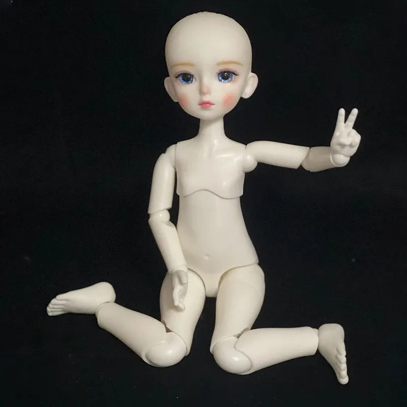 16 boneca bjd com maquiagem 30cm corpo articulado mecânico cabeça aberta diy crianças meninas brinquedo presente pele branca 240301