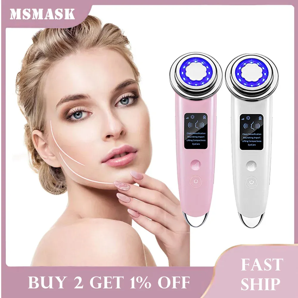 Analizzatore Massaggiatore facciale elettrico Ion Led Beauty Face Massager Vibrazione sonica Rimozione delle rughe Dispositivo di lifting facciale caldo e freddo Cura della pelle