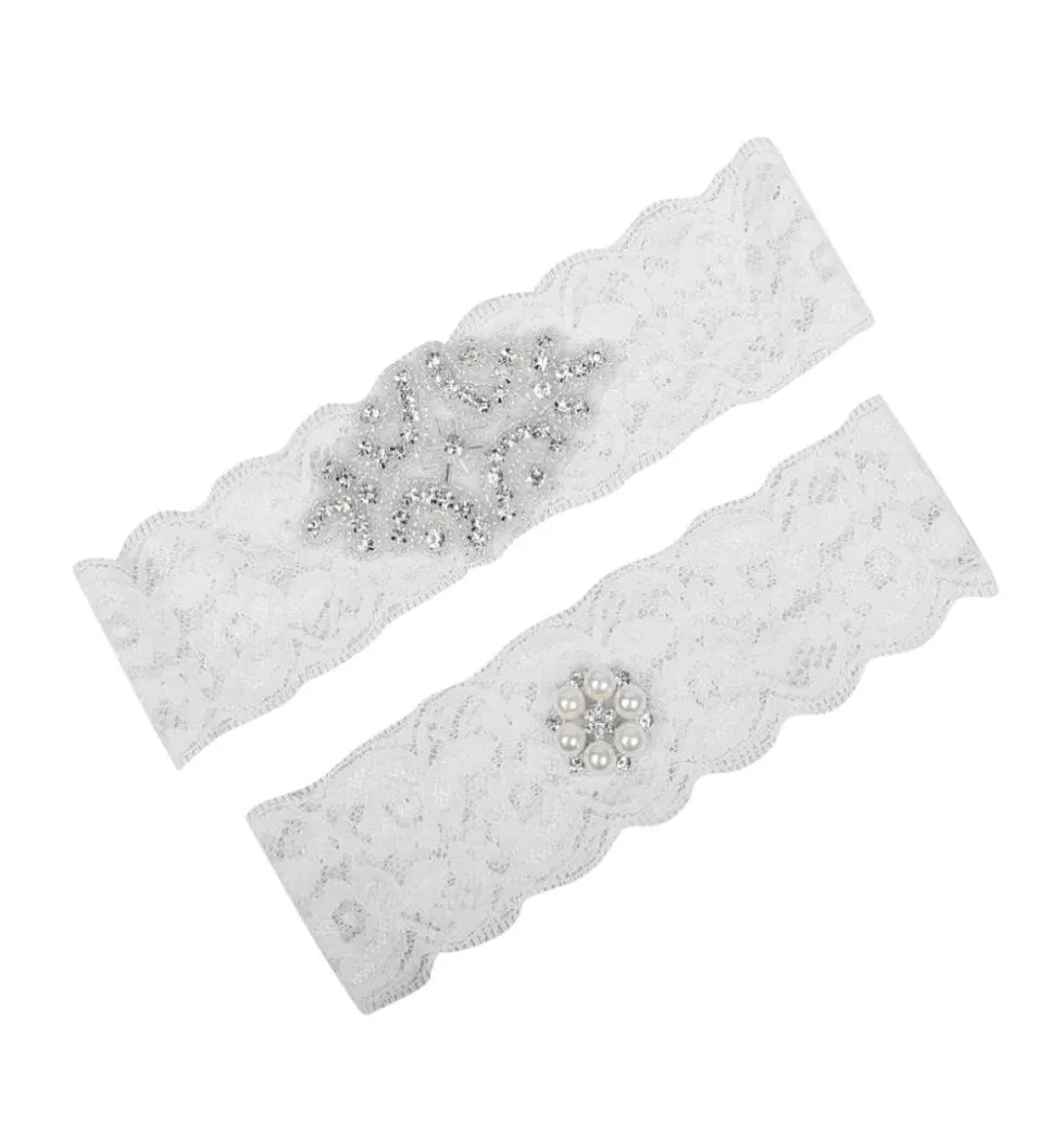 Dolce giarrettiera da sposa giarrettiera da ballo giarrettiera da sposa in pizzo bianco 2 pezzi set pizzo strass cristalli perle in magazzino7959945