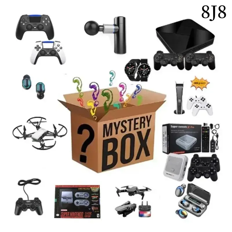 Casques Lucky Bag Boîtes mystères Il y a une chance d'ouvrir des caméras de téléphone portable Drones Console de jeu Montre intelligente Écouteur Plus de cadeaux JT