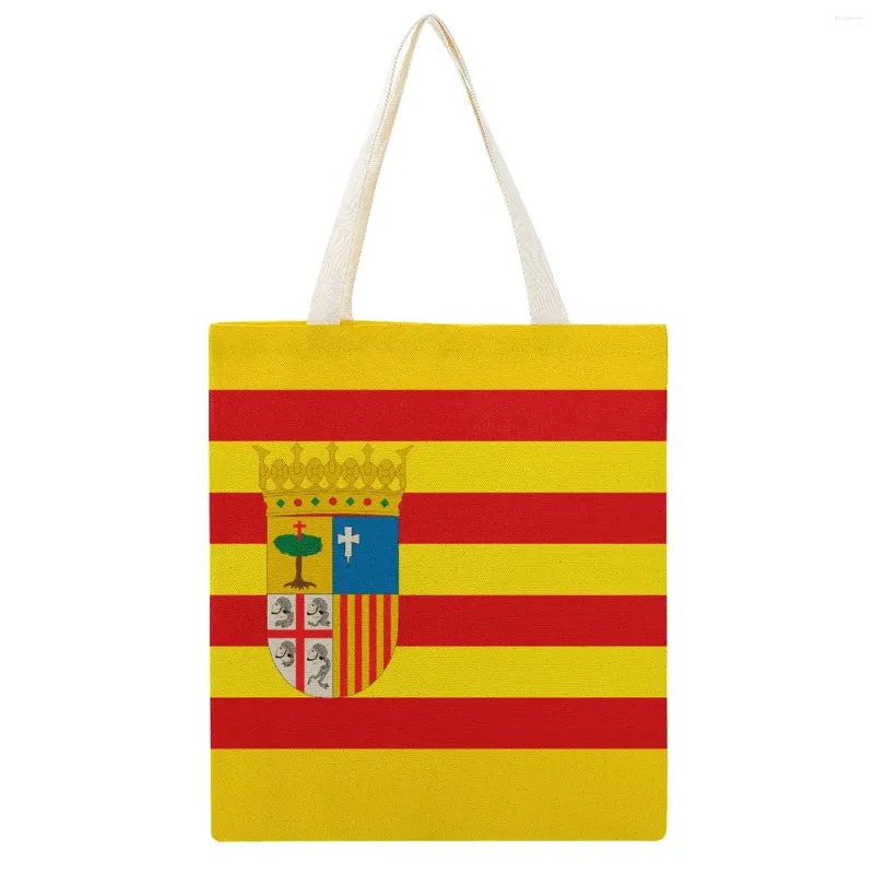 Boodschappentassen Grote Martin Canvas Vlag van Aragon Tas Grappige Nieuwigheid Grafisch Trekkoord Rugzak Portemonnee Topkwaliteit