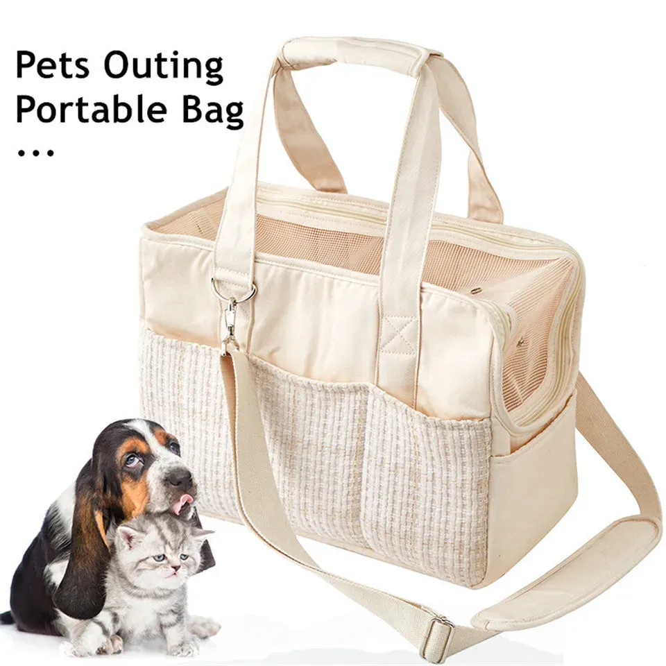 Wózki Hanpanda wycieczka przenośna bawełniana płótno torba na ramię w torbie dla psów lekka oddychająca torba do zwierzaka z kieszonkową