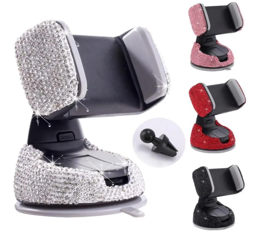 360 درجة سيارة حامل الهاتف Mount Stand Luxlury Pling Glitter Diamond Cuption Cuptive لتدوير قوسين عالمي NonMagn6798667