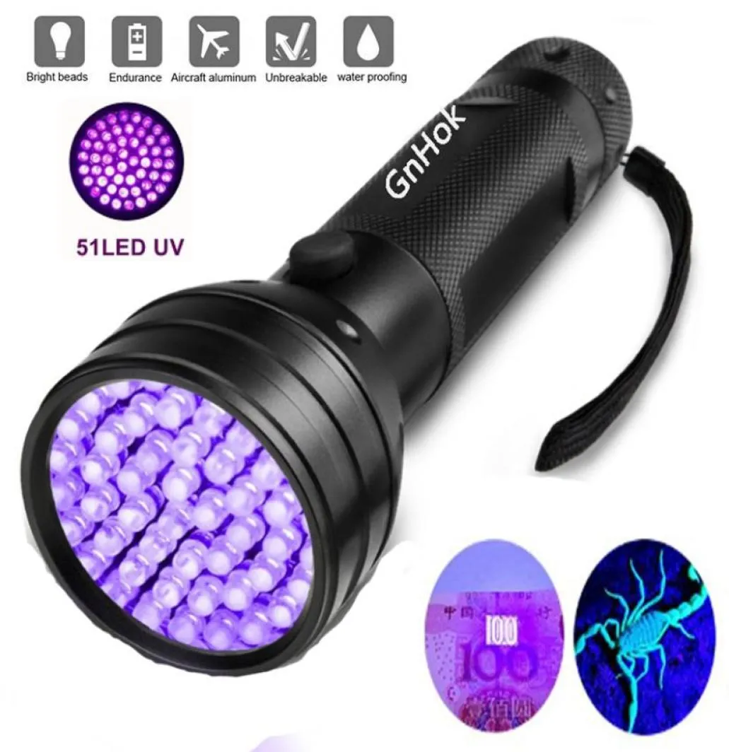 UV LED Flashlight 51 LEDs 395nm Ultra Violet Torch Light Lamp Safety U V Detector for Dog Urine Pet Stains and Bed Bug7571688