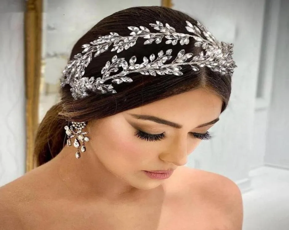 Copricapo Strass Gioielli per capelli da sposa Diademi Copricapo da sposa con diamanti Corona Fasce di cristallo argento per gioielli da donnaCopricapo4415976