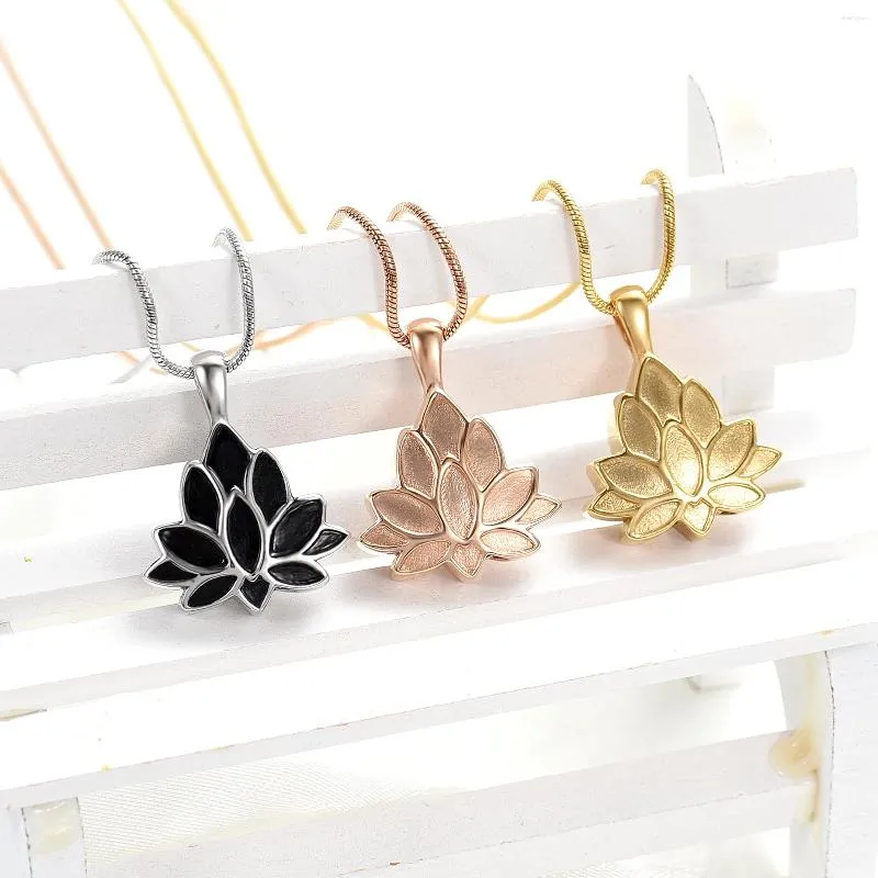 Pendentif Colliers Personnalisé Lotus Urn Collier Crémation Bijoux En Acier Inoxydable Humain / Pet Cendres Titulaire Vis Ouvert Memorial Keepsake