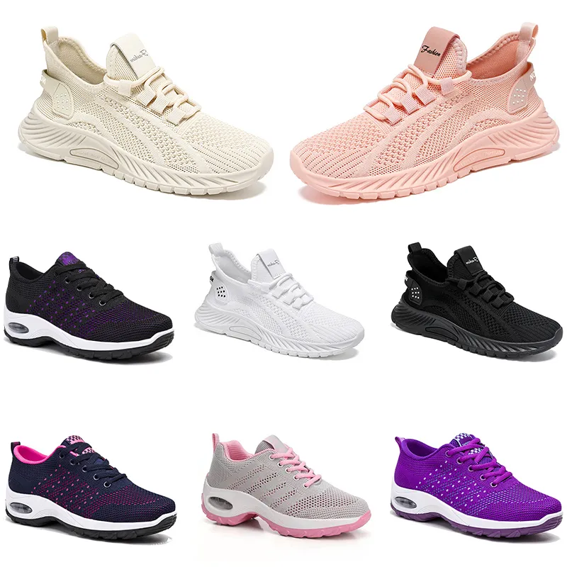 Novos homens mulheres sapatos caminhadas correndo sapatos planos sola macia moda roxo branco preto confortável esportes bloqueio de cor Q22-1 gai