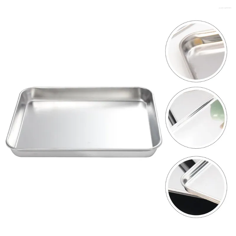 Plates Stainless Steel Tray Baking Pans Plate Home Storage Simple Severing Metal El Rectangular Holder