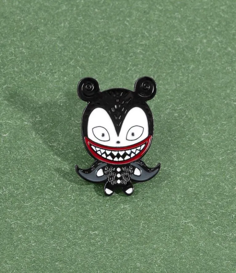 Novo desenho animado punk manto escuro palhaço fantasma boca grande mouse esmalte animação personagem pin criança roupas jeans lapela pingente joias g8917783