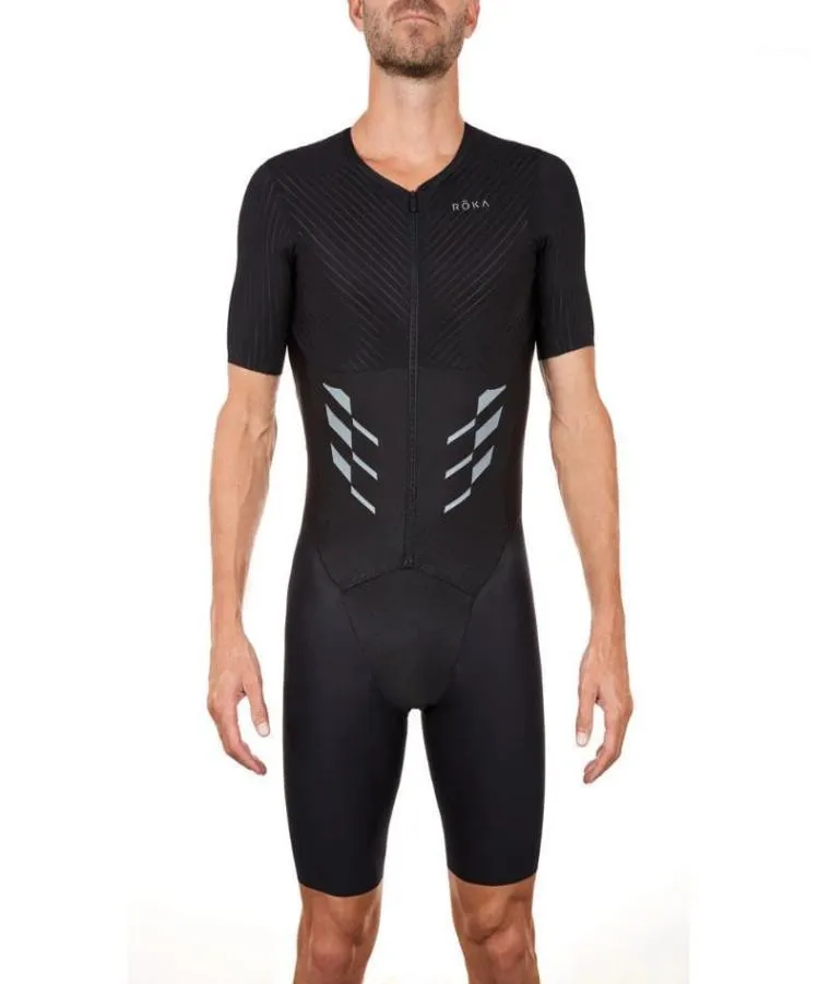 Conjuntos de carreras ROKA Traje de triatlón para hombre Negro Pro Aero Tri Trajes Ciclismo Skinsuit Kits Ropa de bicicleta Ciclismo Mono Ropa para correr 1553605