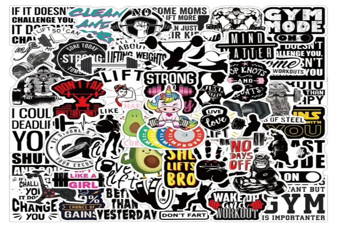 50PcsLot The Fitness stickers workout exercise Inspiring phrases Graffiti Kids Toy Skateboard Phone Laptop Luggage Sticker Decals9809362