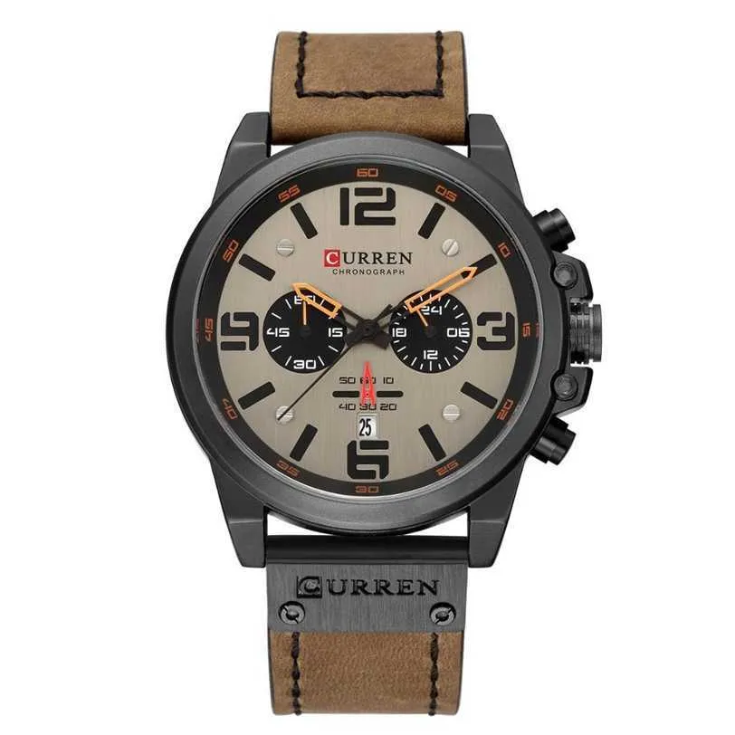 20% de desconto relógio masculino luxo curren pulseira de couro quartzo cronógrafo masculino casual data negócios relógio de pulso relojes hom