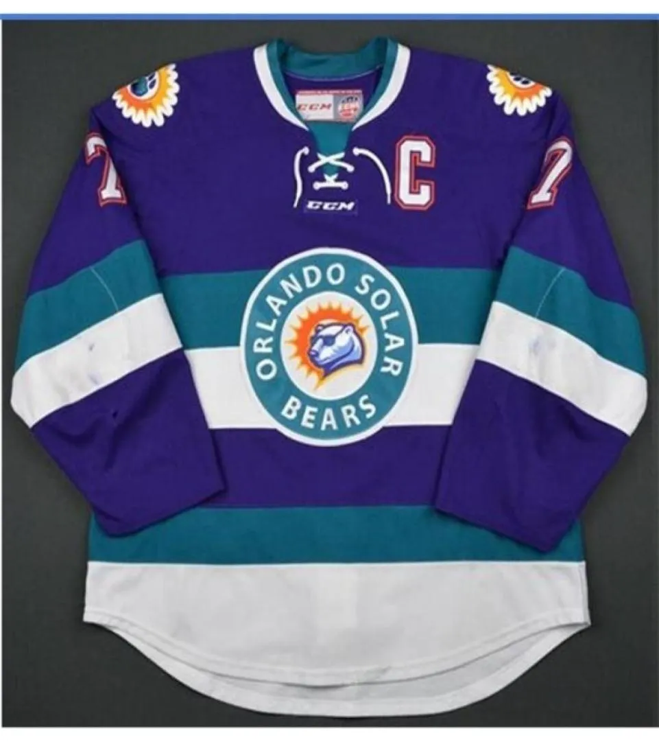 goodjob Men Youth women Vintage ECHL Orlando Solar Bears 27 Eric Faille 29 David Bell 3 Carl Nielsen Vintage Hockey Jersey Size S4754032