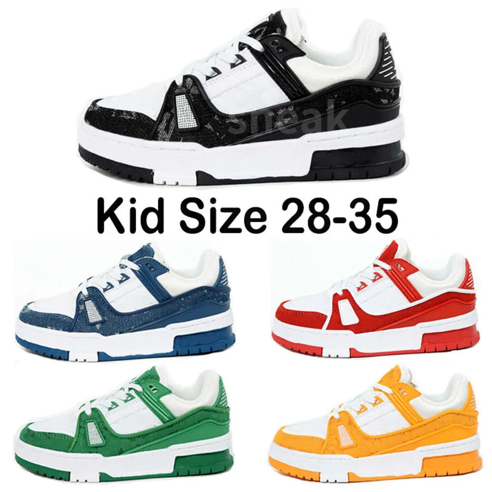 Sneakers Designer Trainer Kid Shoes Casual Virgil Black White Panda Fashion Low Top Shoe Platform Läder gummi Sloe Outdoor Walking 28-35 EUR