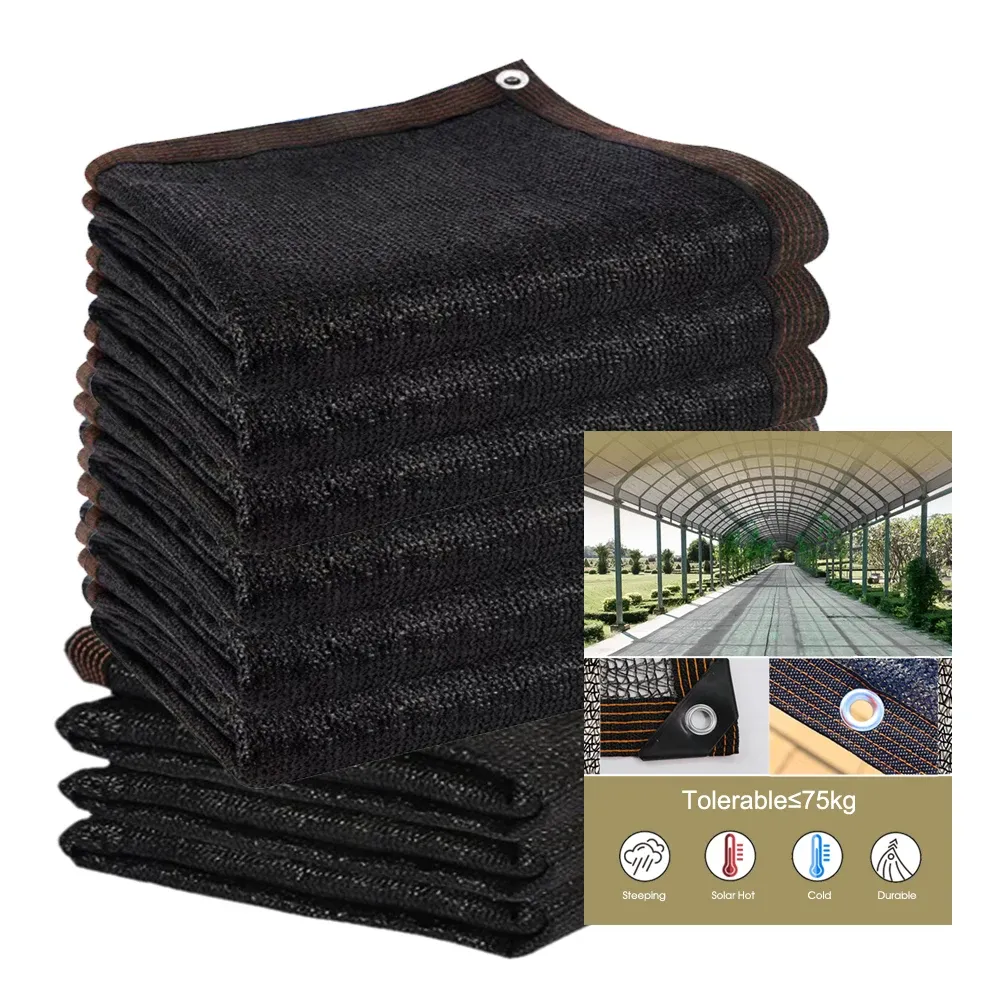 Nets 3 Pin Mesh Tarp Schwarzes Schattiertuch mit Ösen Garten Sunblock Shade AntiUV HDPE 50% Schattiernetz Pflanzenabdeckung Terrasse Gewächshaus