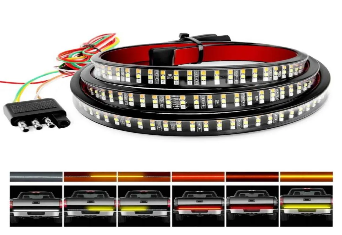 Truck Tailgate Bar 60quot Triple Row 504 LED Strip with Red Brake White Reverse Sequential Amber Turning Signals Strobe Lights9797468