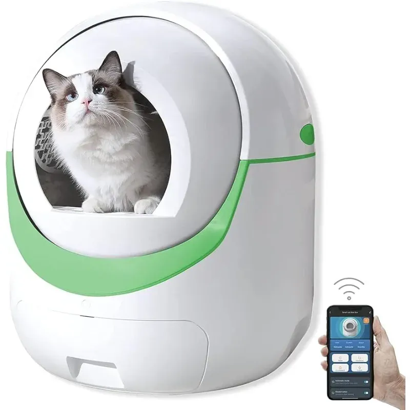 Boxes Large Self Cleaning Cat Litter Box, Pretty Automatic Cat Litter Box Robot with APP Control Safe Alert SelfCleaning Litter Boxes