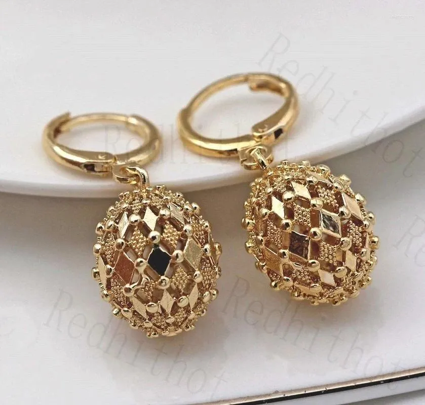 dangle earrings luxury Jewelry for women vintage inlaid hanging Creative Metal Carving Pattern Hollow Ball Pendant