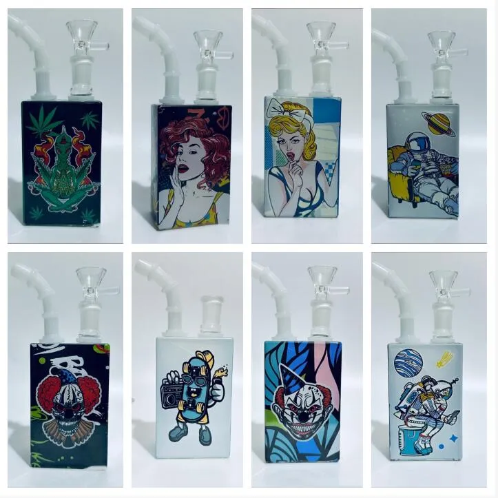 grensoverschrijdende 7 IN Mini glazen waterpijp creatief patroon glas verdikte multi-patroon waterpijp accessoires waterpijp