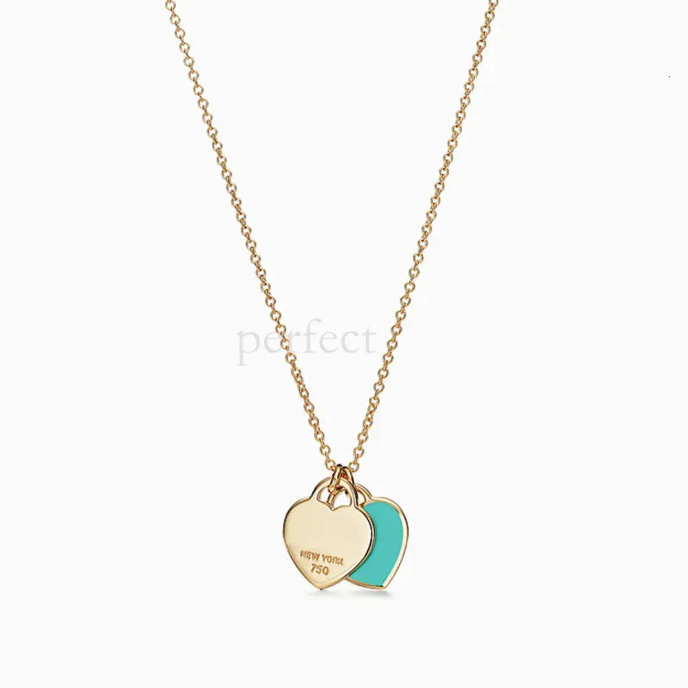 Designer Fashion Classic 925 Sterling Silver Necklace Double Heart Pendant Tiffancy Necklace For Lover Man Women Party Wedding Jewelry High Quality Tiffanyco 623