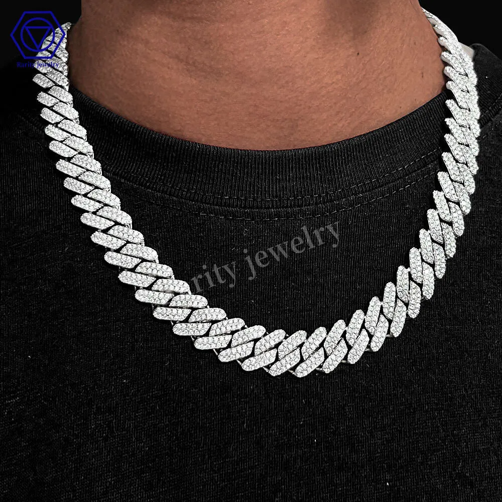 Zeldzaamheid op voorraad Iced Out Bling Diamond Hip Hop 12mm Groothandel Moissanite Chain Cubaanse sieraden voor man Cuban Link Chain