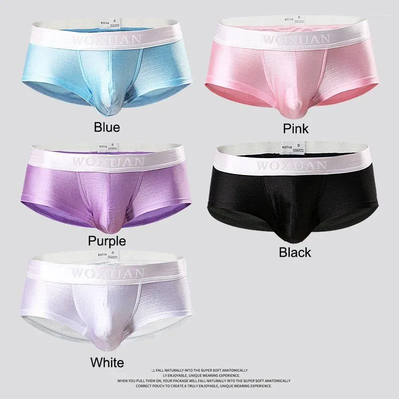 Sous-vêtements LNRRABC 2024 1pcs Boxer Sexy Ice Soie Sous-vêtements Mâle Respirant Panty Hommes Poche Lingerie