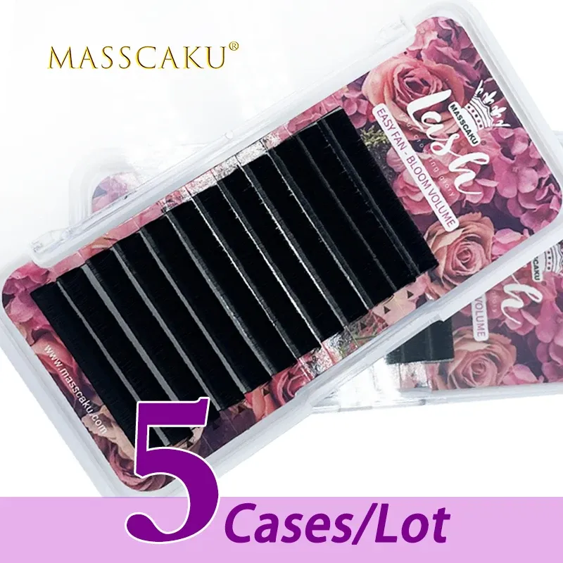 Wimpers 5 case/lot Snel schip 12 rijen C/D Krul snelle automatische bloeiende bloem gemakkelijk uitwaaieren wimpers mega russische volume wimpers make-up cilia