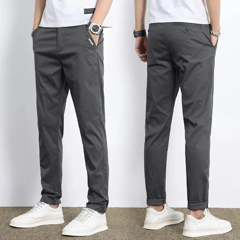 Spring Men Straight Cotton Casual Pants Summer In Loose Pantalones Holgados Gray Baggy Male Hombre Man Y2K 240226