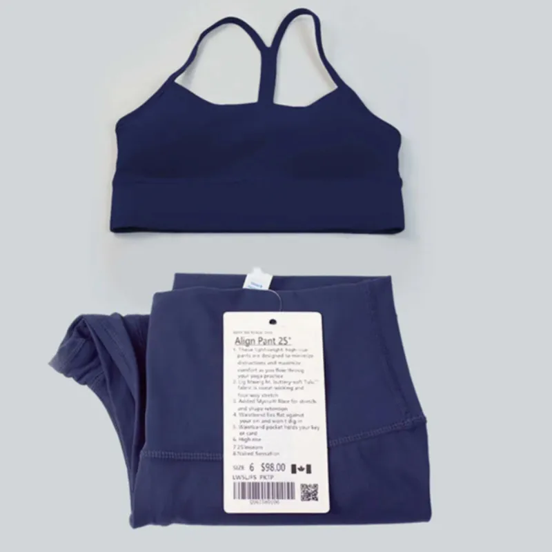 Lu Lu-008 Allinea Yoga Lemon Set Women 2 Pieces Sportswear Gym