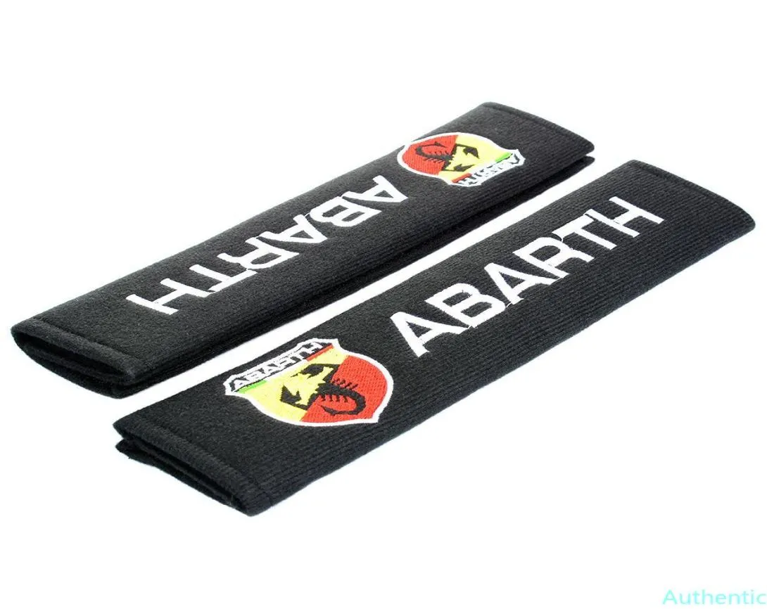 2 pièces ABARTH pur coton marque de voiture Logo ceinture d'épaule couverture de ceinture de sécurité accessoires d'intérieur de voiture pour Fiat Punto Abarth6471201