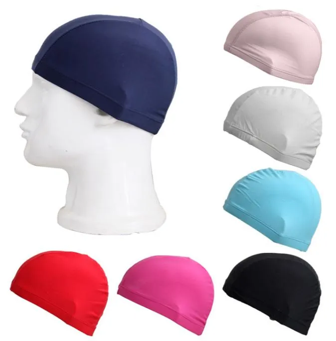 Bonnet de bain adulte couleur unie chapeau de natation tissu plusieurs Styles Force élastique Portable piscine Supply5376356