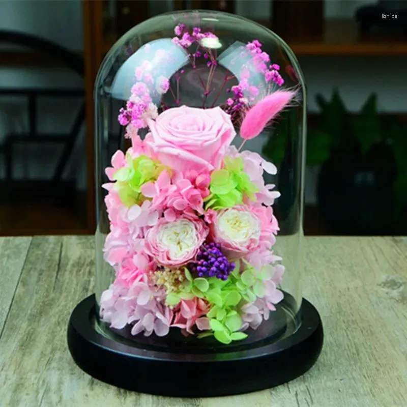 Bottles 2sets/pack 13 16cm Transparent Glass Dome Vase Home Decoration Different Base Creative Cover DIY Friend Gift Wedding Prop