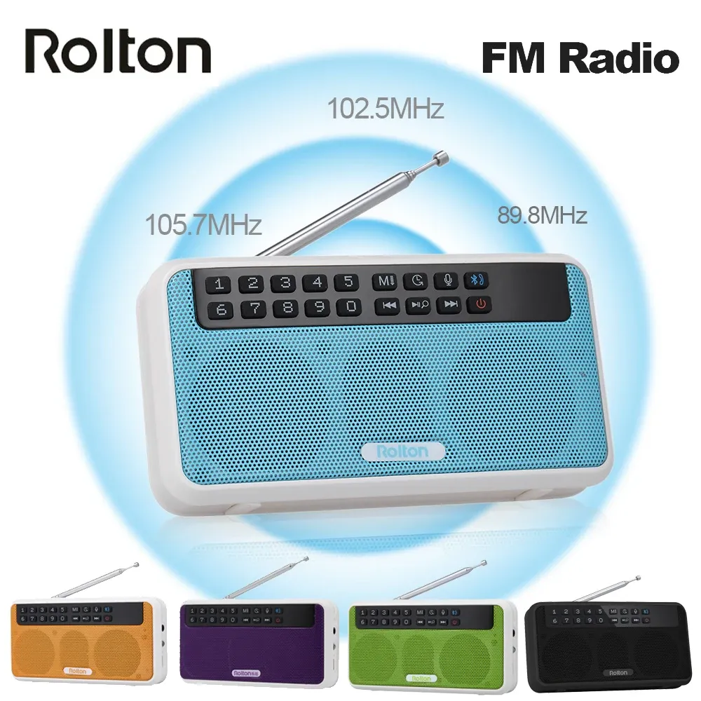 Haut-parleurs Rolton E500 haut-parleur Bluetooth sans fil HiFi lecteur de musique stéréo Portable Radio FM numérique avec lampe de poche LED affichage micro TF Slot