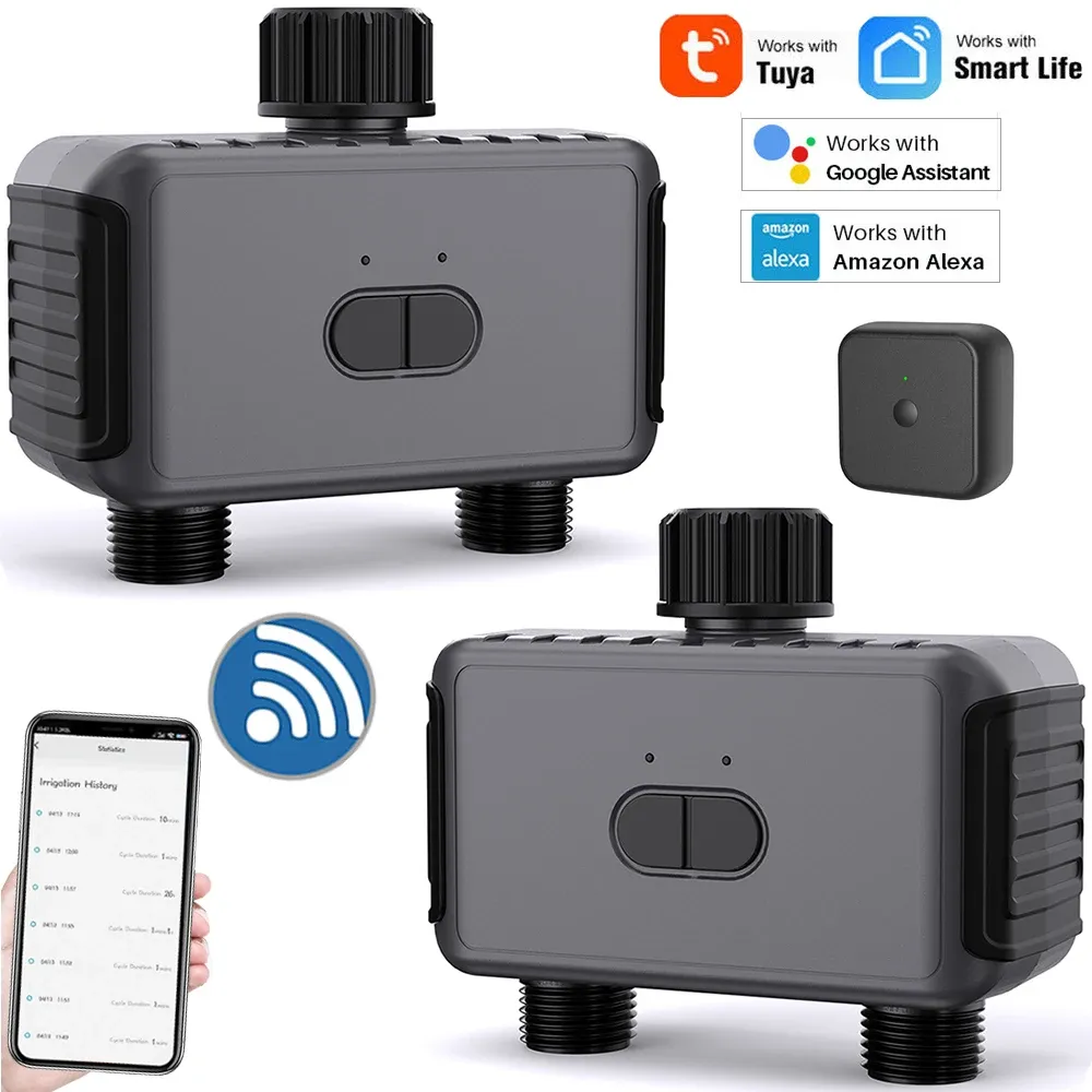 Timers Smart 2 Outlet Wi -Fi Bluetooth Compatybilne System Watering Timer dla węża ogrodu zdalnego kontrolera automatyczne urządzenia do nawadniania