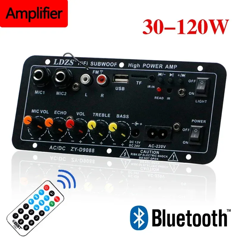 Speakers 30120W Sound Amplifier Board Bluetooth Audio Amplifier Board Dual Microphone Subwoofer Amplify for 4ohm Speaker 12/24V 110/220V