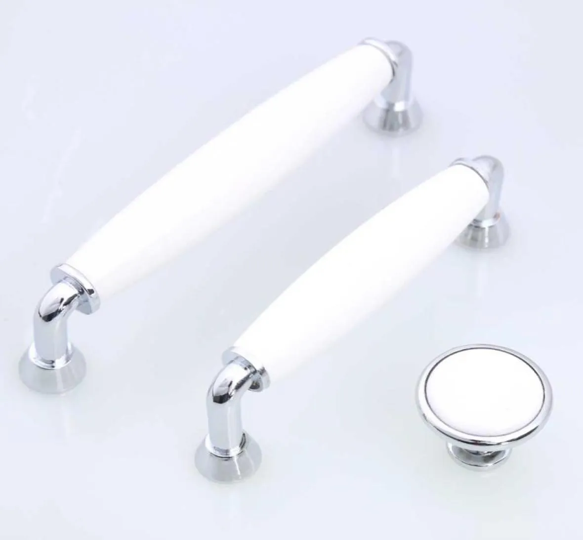 5quot moderno simples prata branco móveis alças cerâmica cômoda armário de cozinha maçaneta da gaveta cromo 128mm 96mm7917273