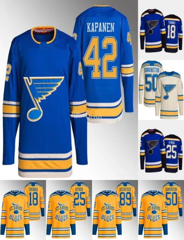 Blues 42 Kasperi Kapanen Maglia Brayden Schenn Kyrou Robert Thomas Torey Krug Pavel Buchnevich Justin Faulk Binnington Brandon Saa4419369