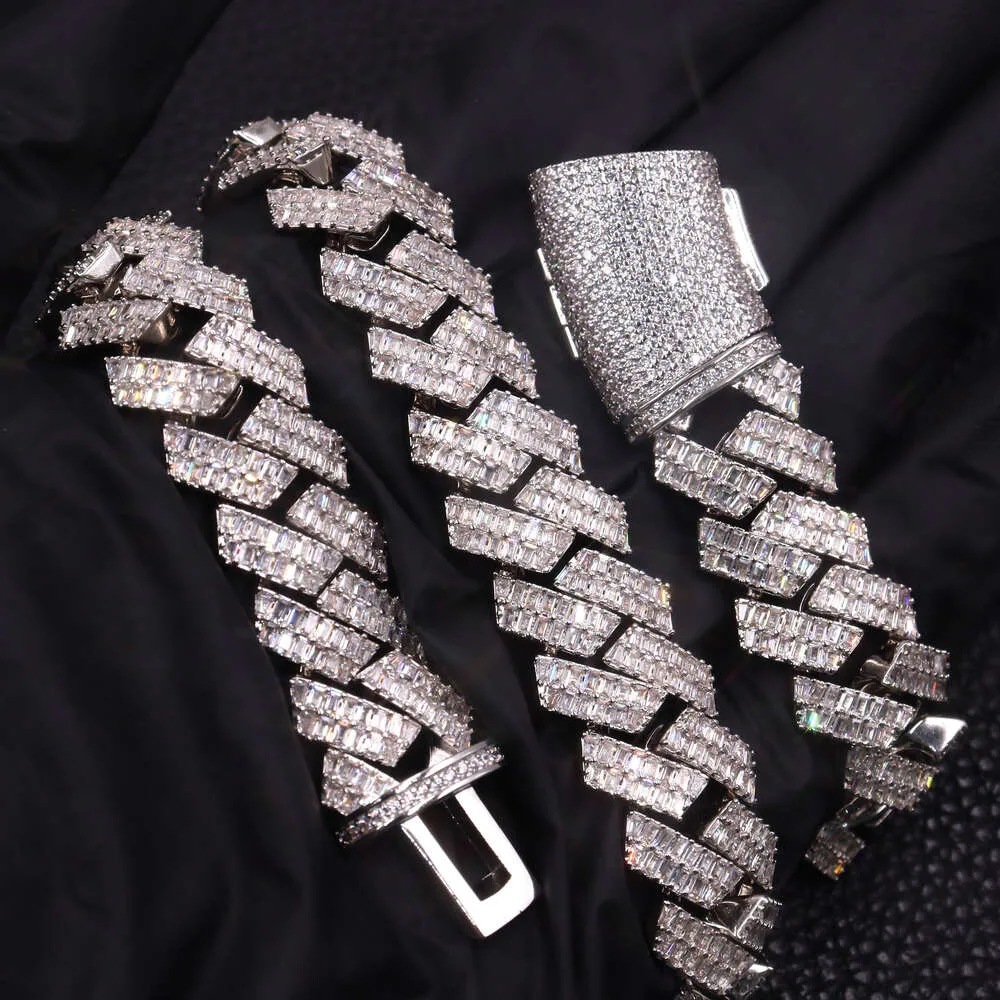 16mm Iced Out Diamond Miami Cuban Link Chain Cz Necklace 925 Sterling Silver Men Necklace 14k Gold Plated Hand Set